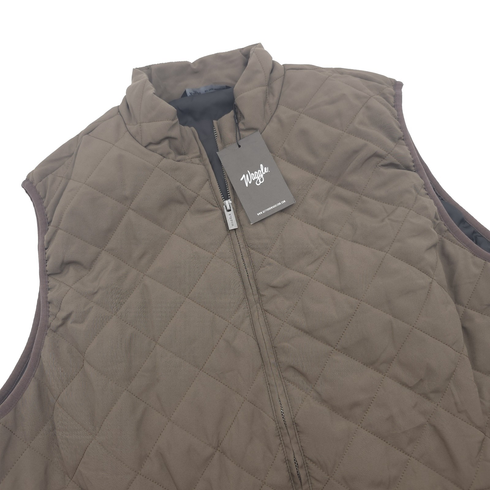 Waggle Men\'s Size 2XL Quilted Vest Iron Range Full Zip Brown Crosscut NWT $109