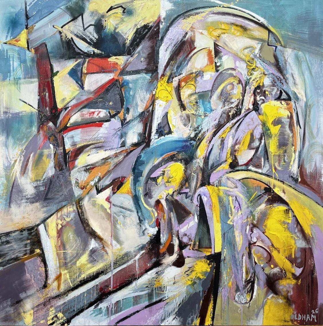 Large Abstract Oil Painting Contemporary Original  60 x 60 Inches