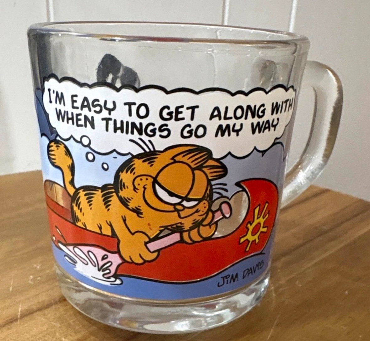Vintage 1978 Garfield & Odie Clear Glass 10oz Mug, Jim Davis Signed Vintage 1978 Garfield & Odie Clear Glass 10oz Mug, Jim Davis Signed