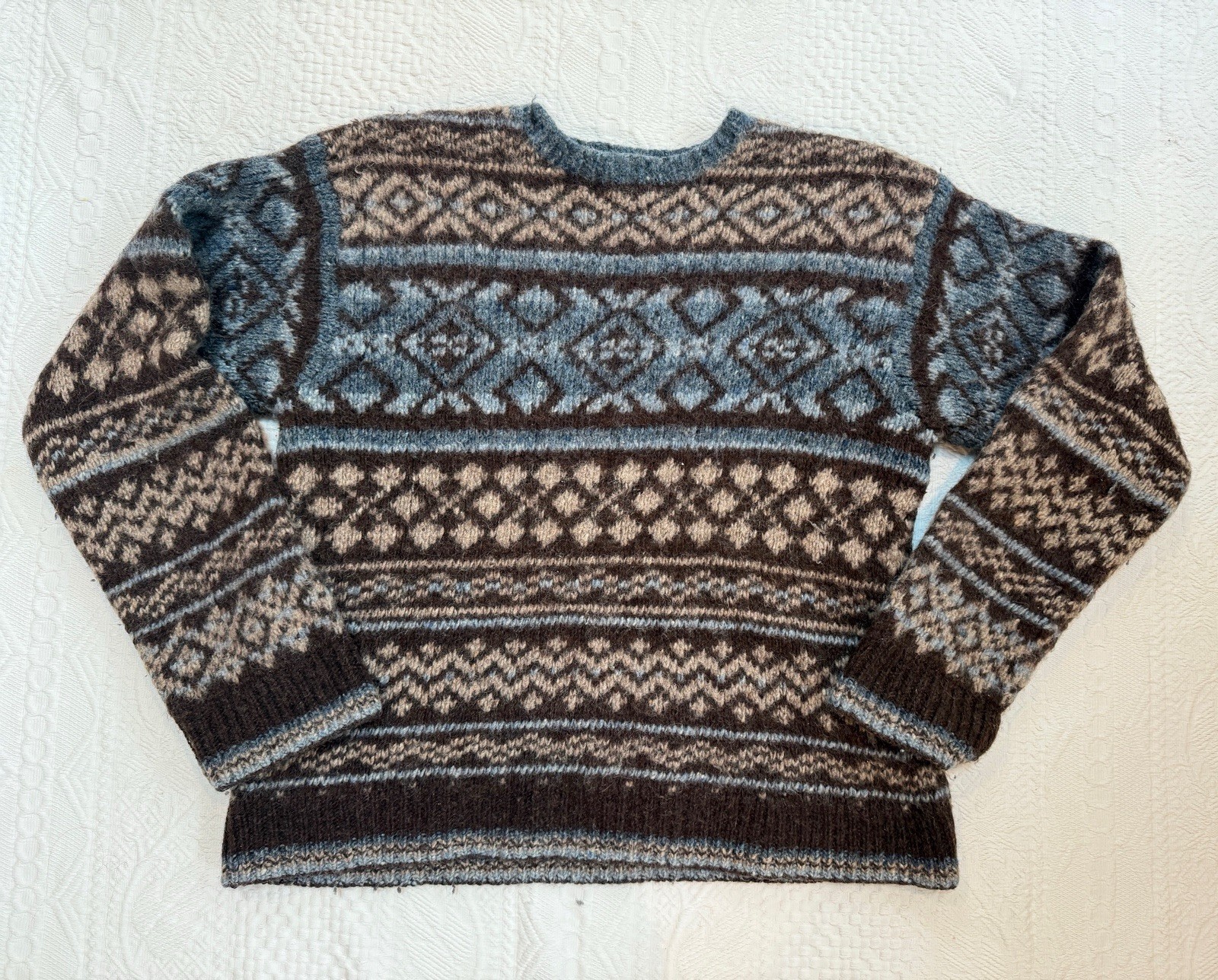 Hand Knit Fair Isle Wool Blend Sweater Women’s M Nordic Icelandic Style