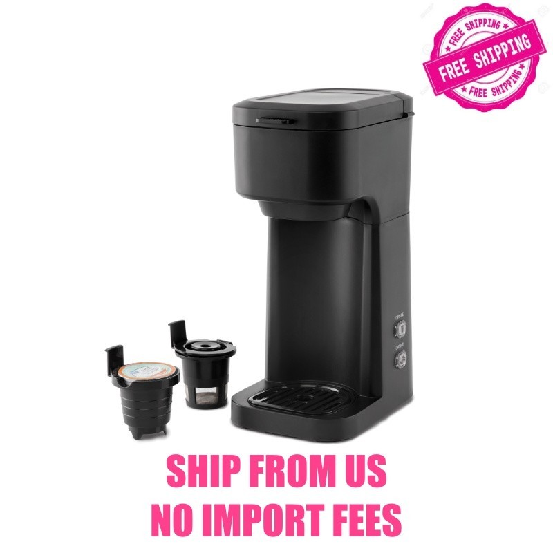 Mainstays Black Dual Brew Coffee Maker, Single Serve, Auto Shutoff, 14 oz Reserv