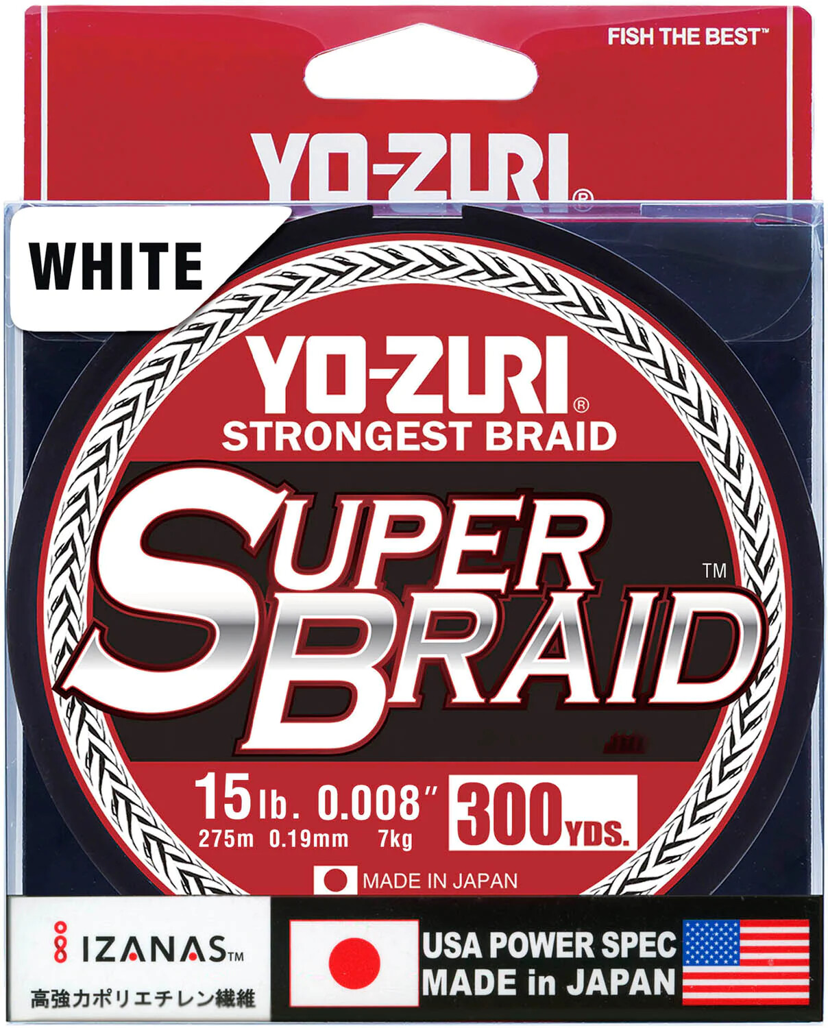 YO-ZURI SUPER BRAID Braided Fishing Line 300yd WHITE COLOR NEW PICK YOUR SIZE