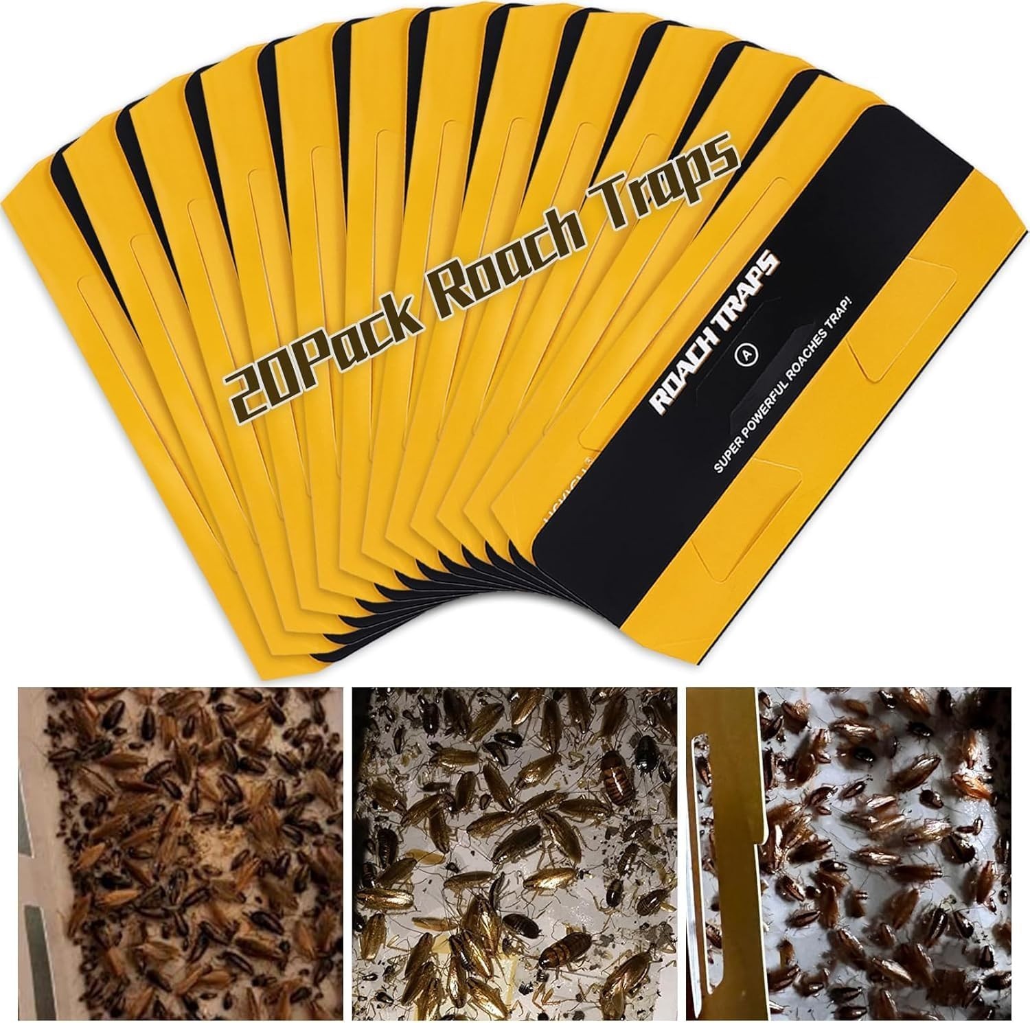 20 Pack Roach Traps Indoor Glue Cockroach Traps Child & Pet Safe Bait