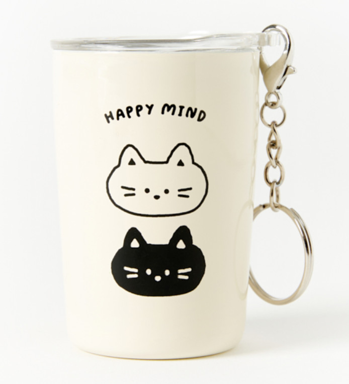 Cute Cat Tiny Cup Keyring Real Stainless Steel Portable Pocket Mug Artbox Cute Cat Tiny Cup Keyring Real Stainless Steel Portable Pocket Mug Artbox