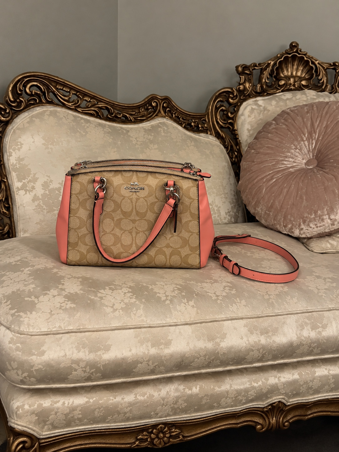 Coach signature coral pink satchel bag Coach signature coral pink satchel bag