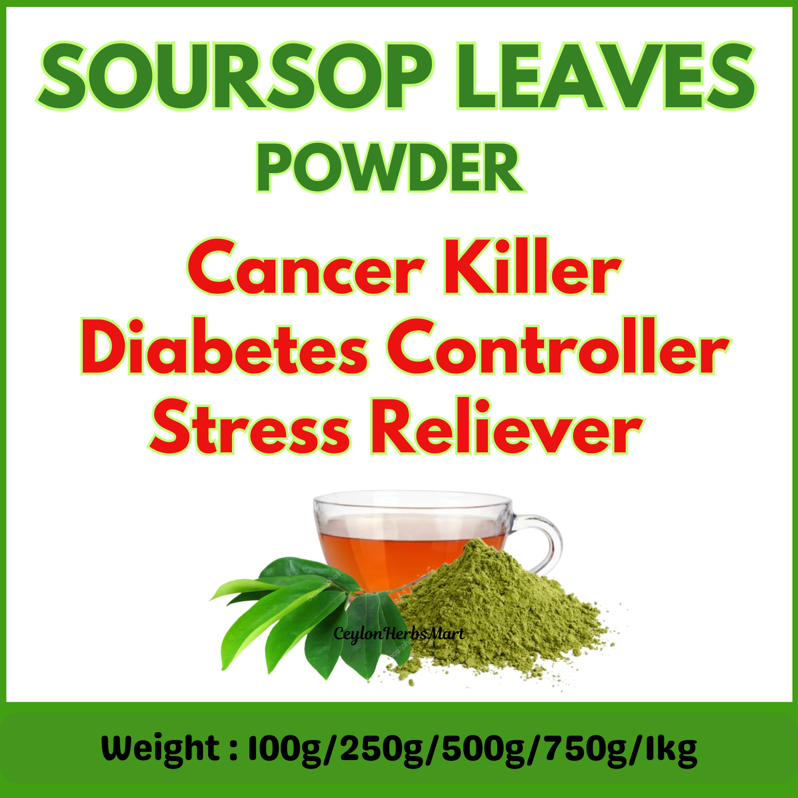 Dried Soursop Leaves Powder Organic Annona Muricata Guanabana Graviola Leaf Tea