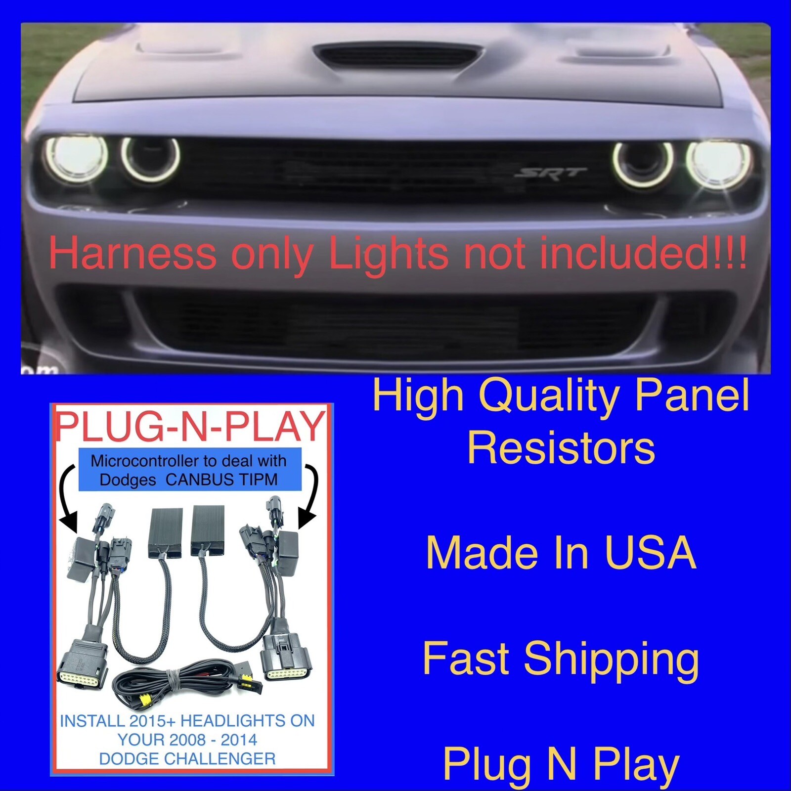 2008 - 2014 Dodge Challenger Headlight Conversion Harness Adapter to 2015 - 2023 2008 - 2014 Dodge Challenger Headlight Conversion Harness Adapter to 2015 - 2023