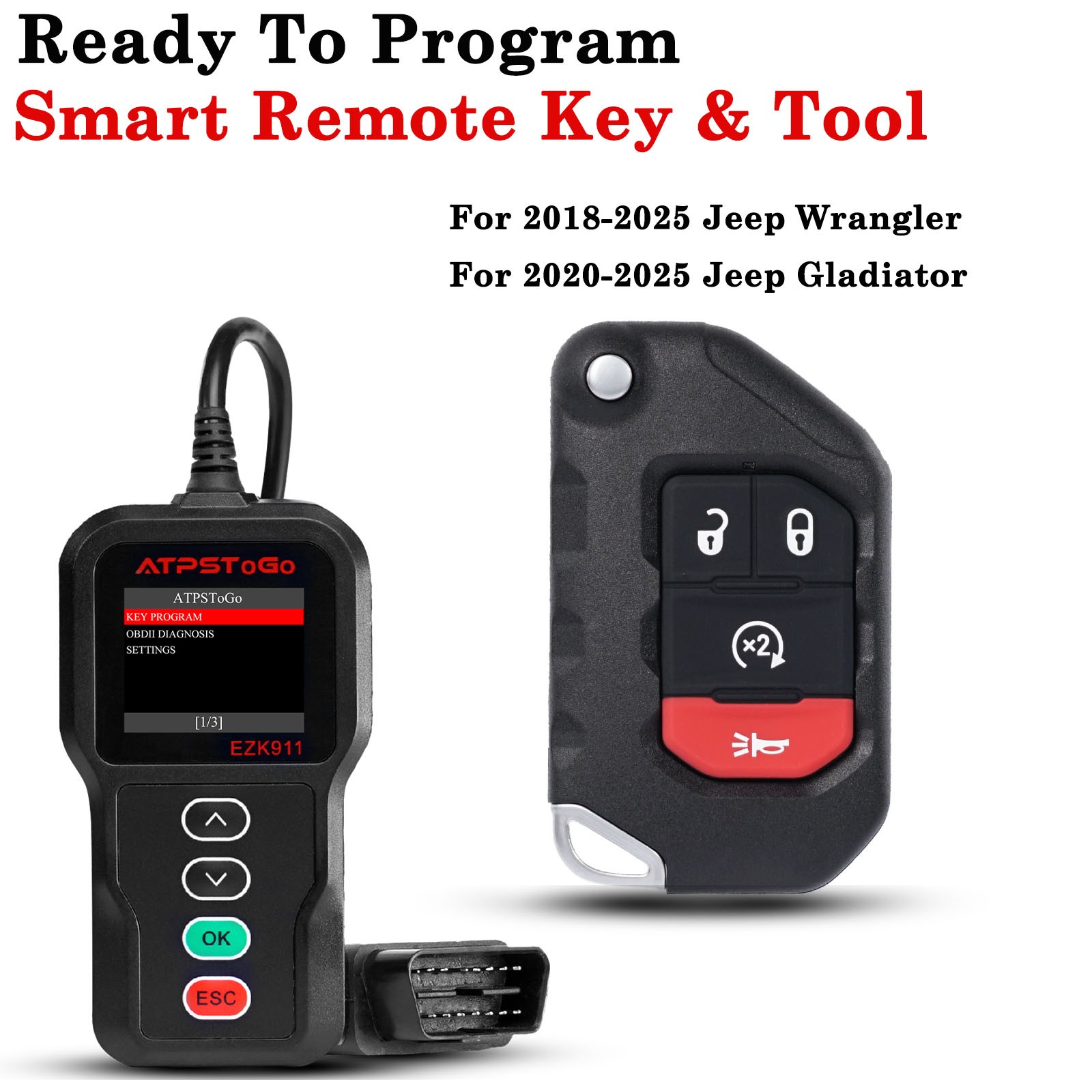 For 2018 2019 2020 2021 2022 2023 2024 Jeep Wrangler Gladiator Remote Key Fob