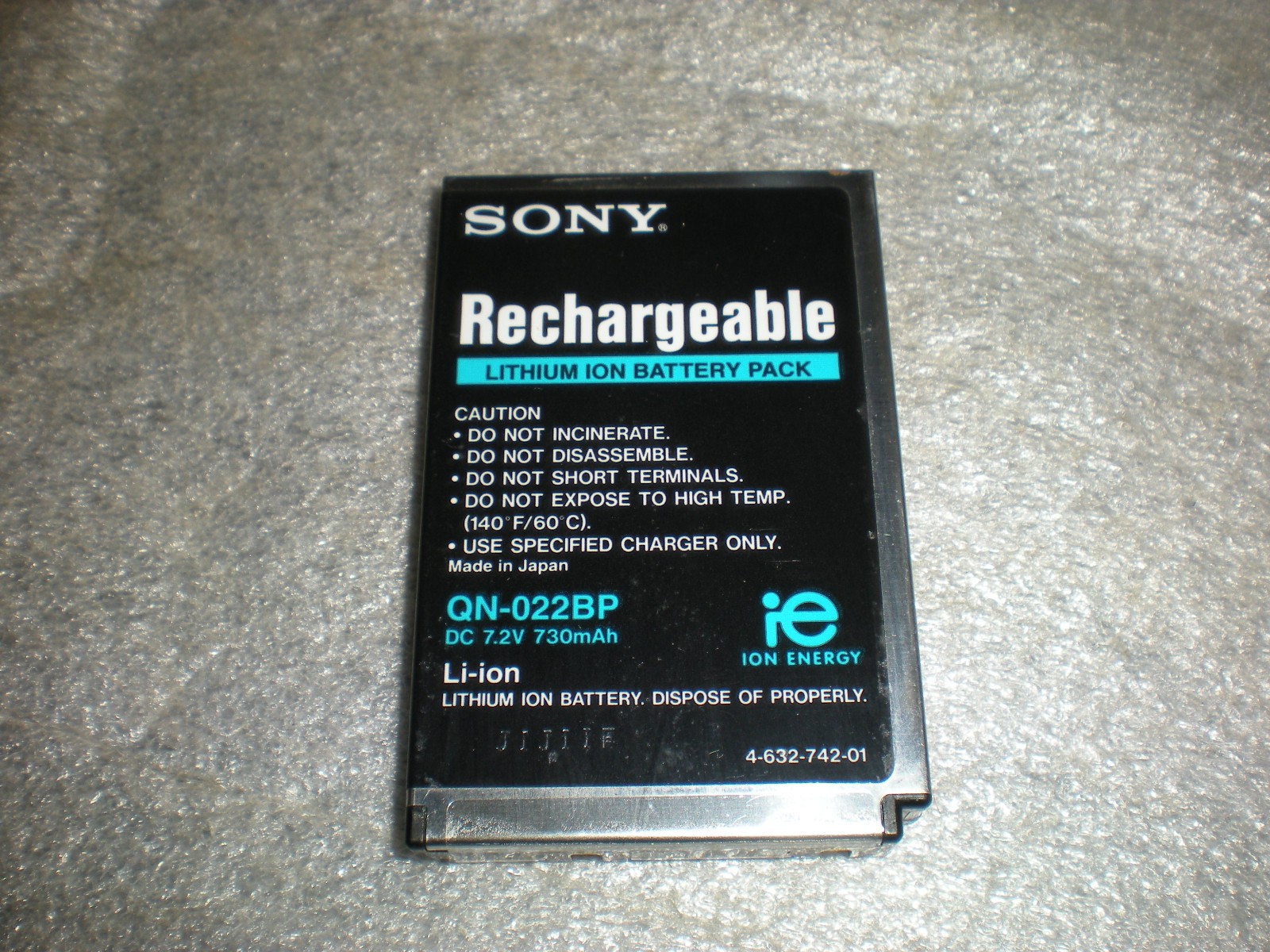 UNTESTED Rare Sony QN-022BP 730mAhRechargeable Lithium Ion Battery Pack CM-RX100