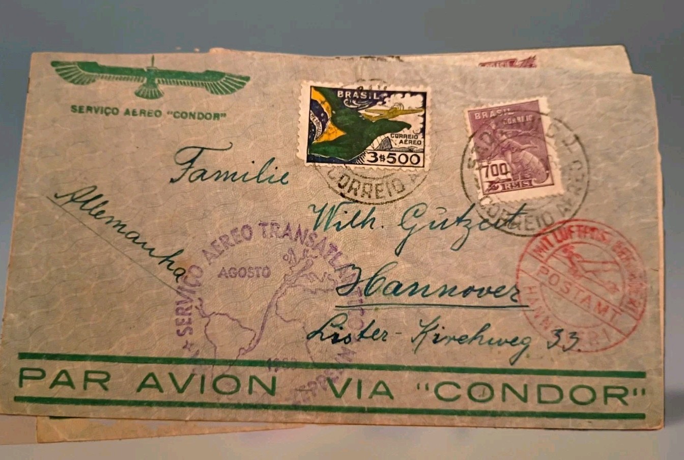 1933 Brazil ~ Germany Flown Graf Zeppelin LZ 127 Cover Syndicato Condor Hannover
