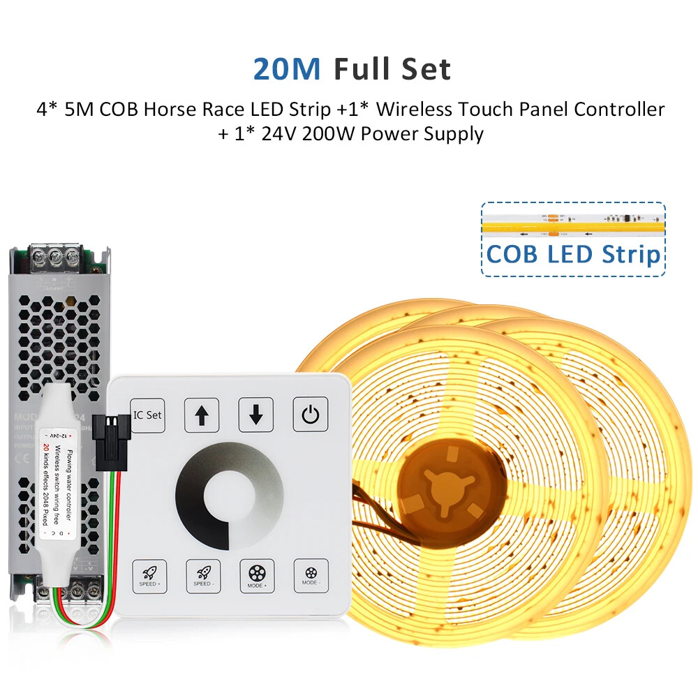 COB Running Water Flowing LED Strip Lights WS2811 24V Horse Race Sequential LED