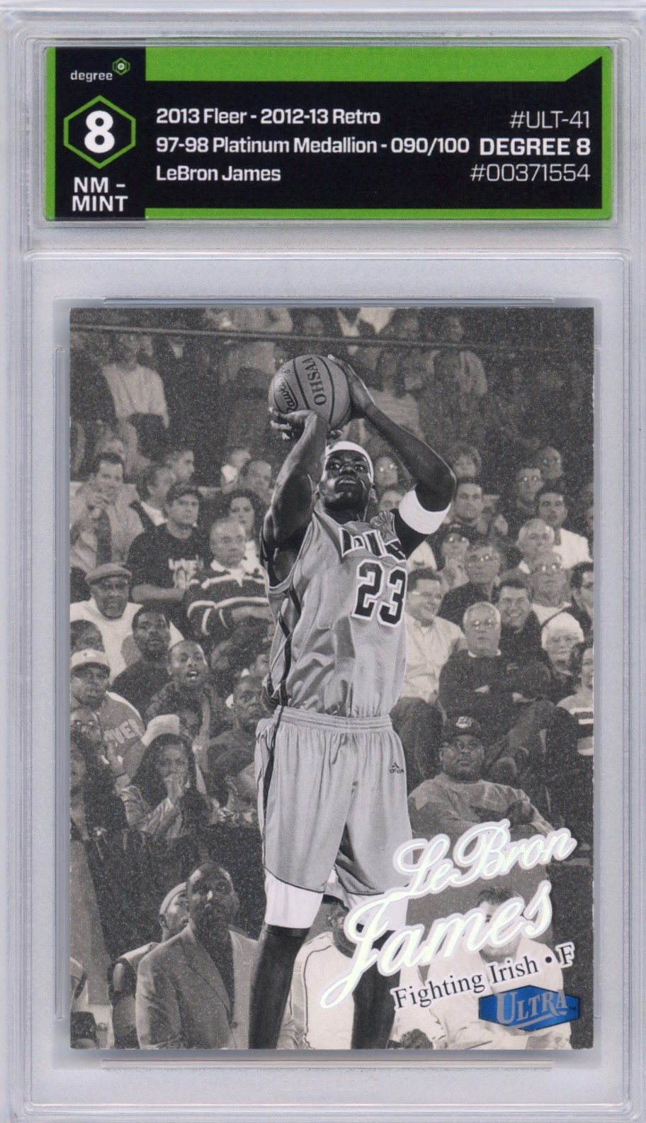 2012 FLEER RETRO LEBRON JAMES #/100 PLATINUM MEDALLION 1997-98 DEGREE 8