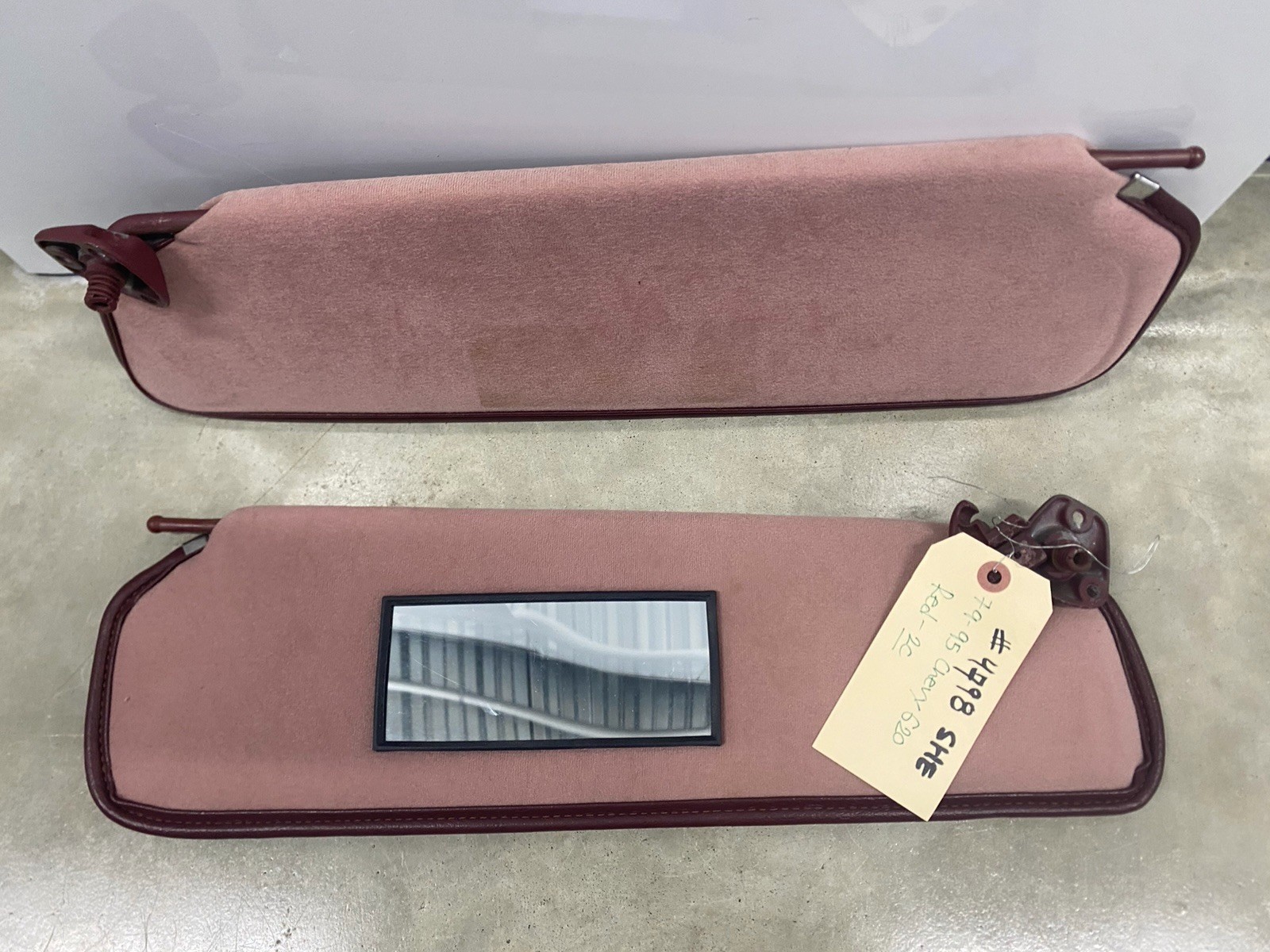 OEM CHEVY GMC G10 G20 G30 VAN SUNVISORS PAIR DARK RED / CRIMSON / CARMINE CLOTH
