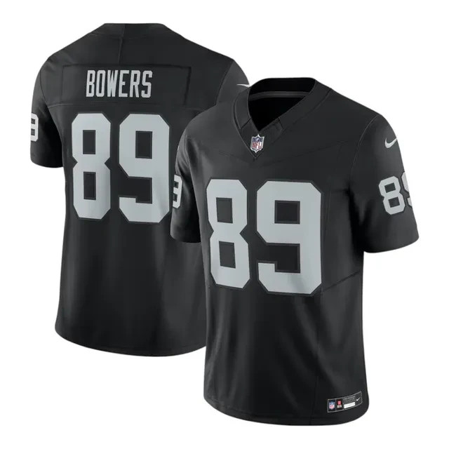 HOT Men\'s #89 Brock Bowers Black Player SportShirt Jersey.
