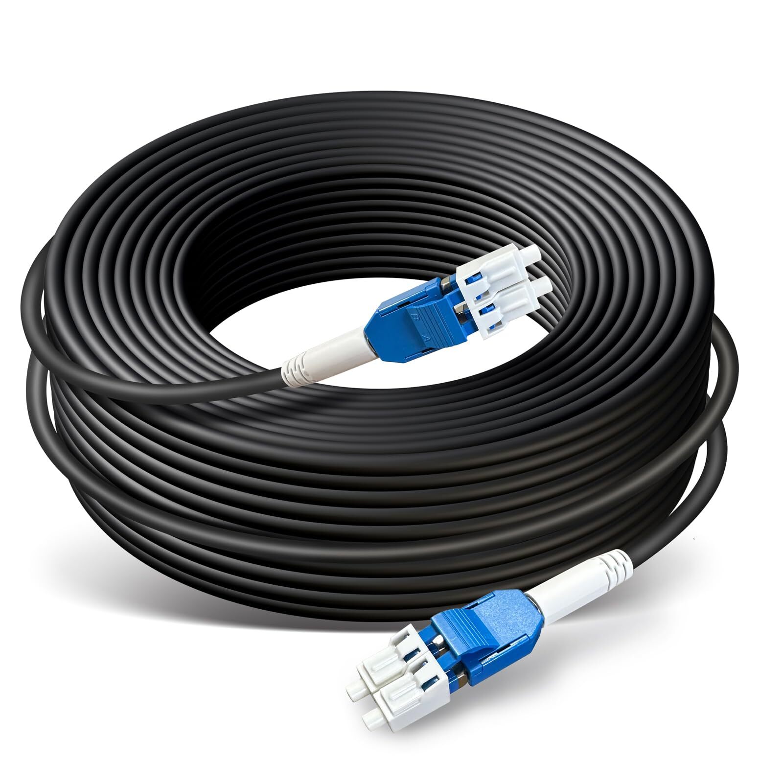 100ft/30m OD-5mm Industrial TPU OS2 LC to LC Outdoor Armored Fiber Optic Cabl...
