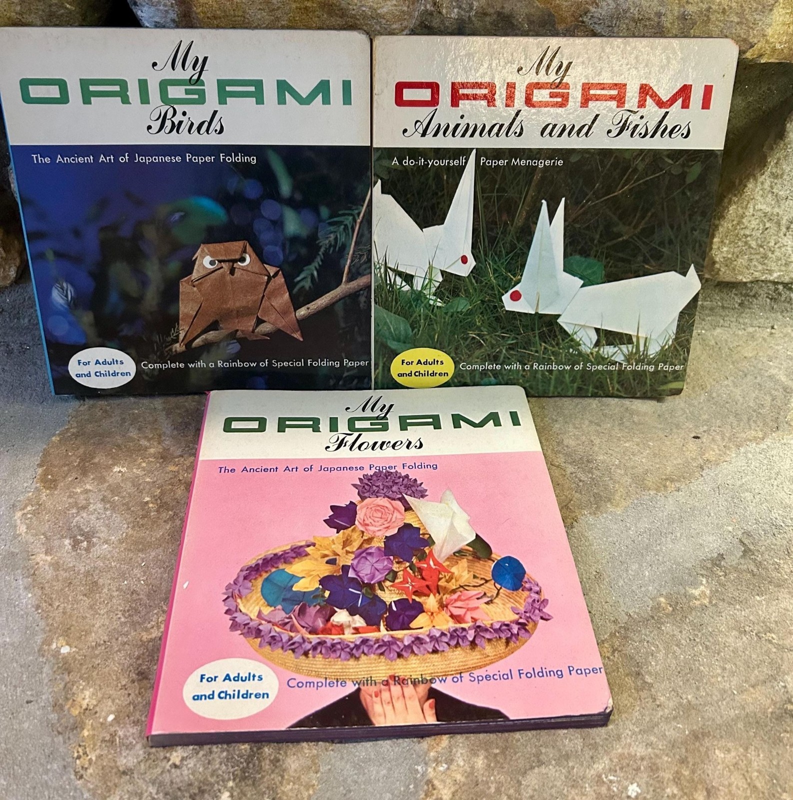 Set of Three Vintage Origami How-To Books, 1964, My Origami Animals, Flowers Set of Three Vintage Origami How-To Books, 1964, My Origami Animals, Flowers