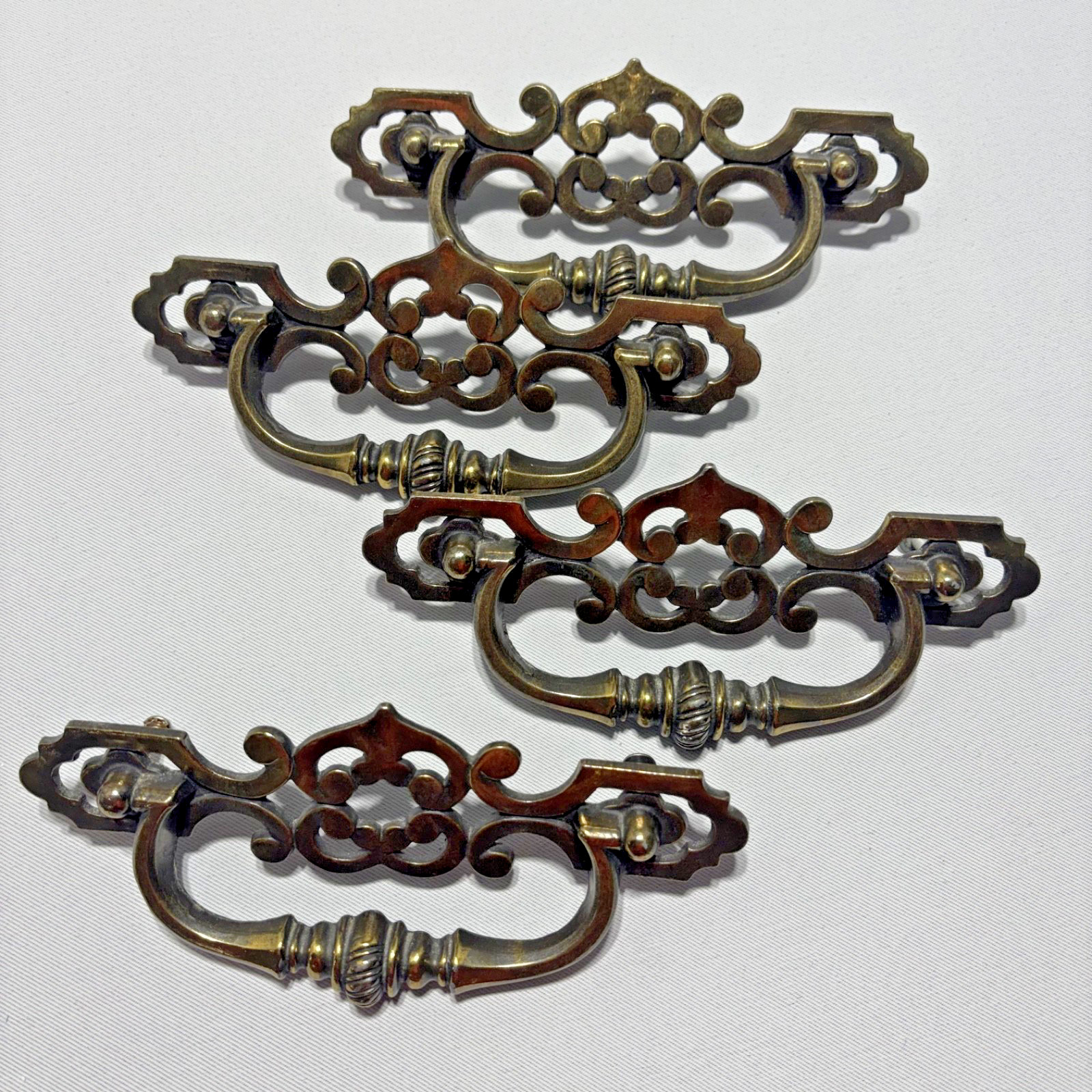 SET OF 4 Keeler Brass Company Ornate Vintage Repro 7” Drawer Pull 5” C-C