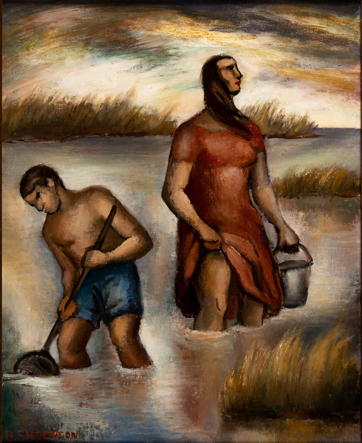 BEULAH STEVENSON : Clam Gatherers : Archival Art Print