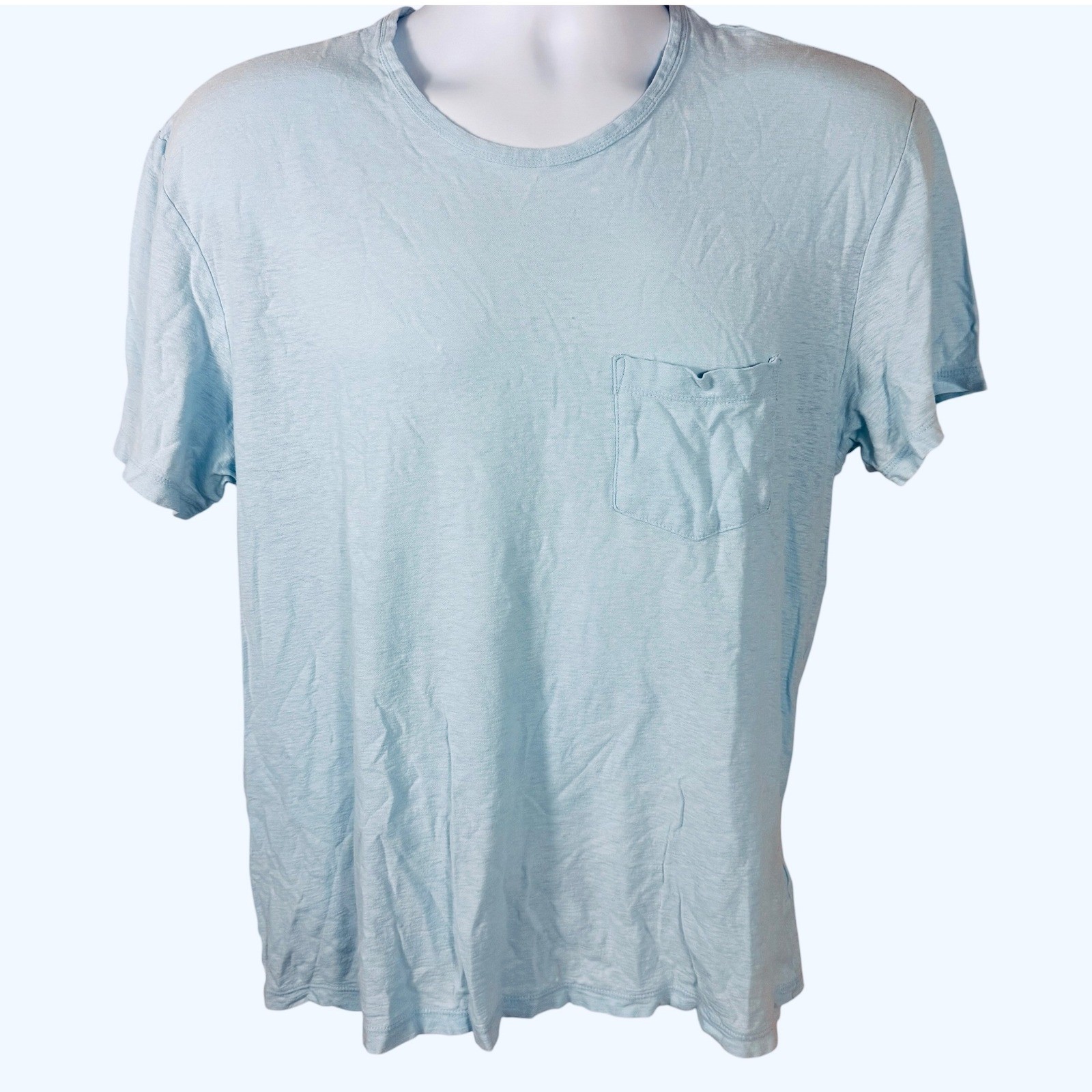 Standard James Perse Mens Light Blue Cotton Linen Pocket Tee Shirt MYH3005 Sz 2 Standard James Perse Mens Light Blue Cotton Linen Pocket Tee Shirt MYH3005 Sz 2