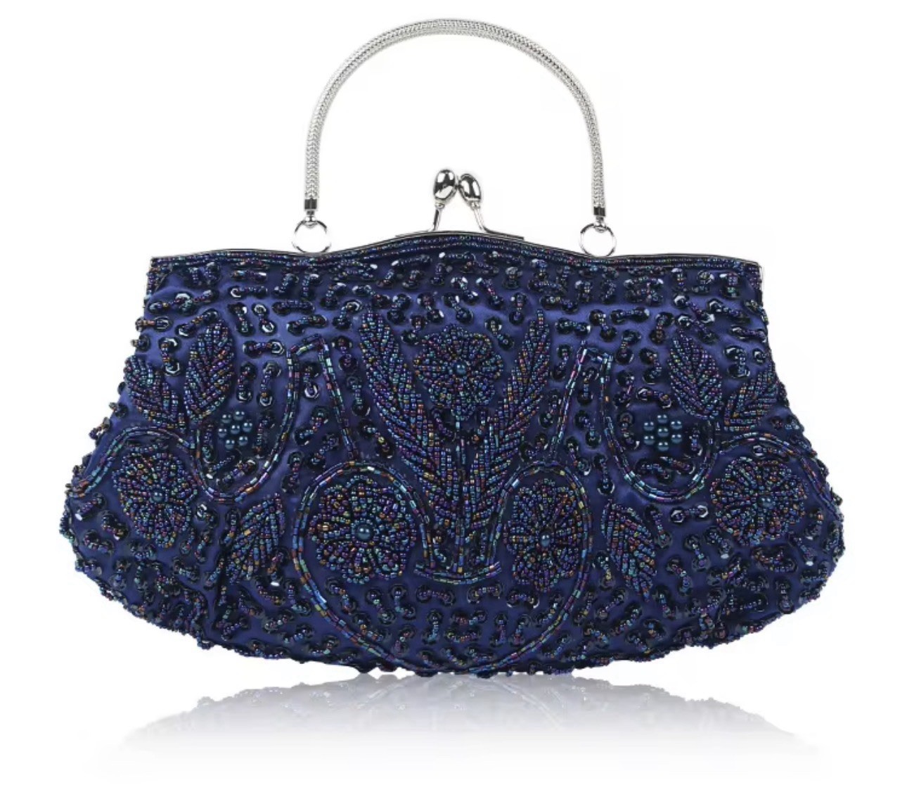 Navy Blue Beaded Evening Bag Women’s Clutch Purse Wedding Party Handbag
