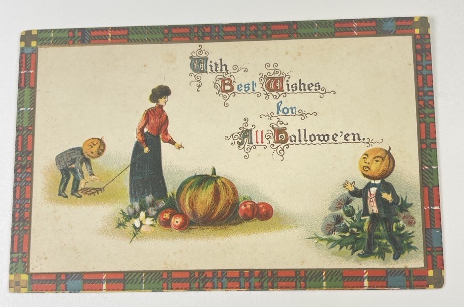 Antique Halloween Postcard Gottschalk 2525 Pumpkin Head Germany 1907-1915