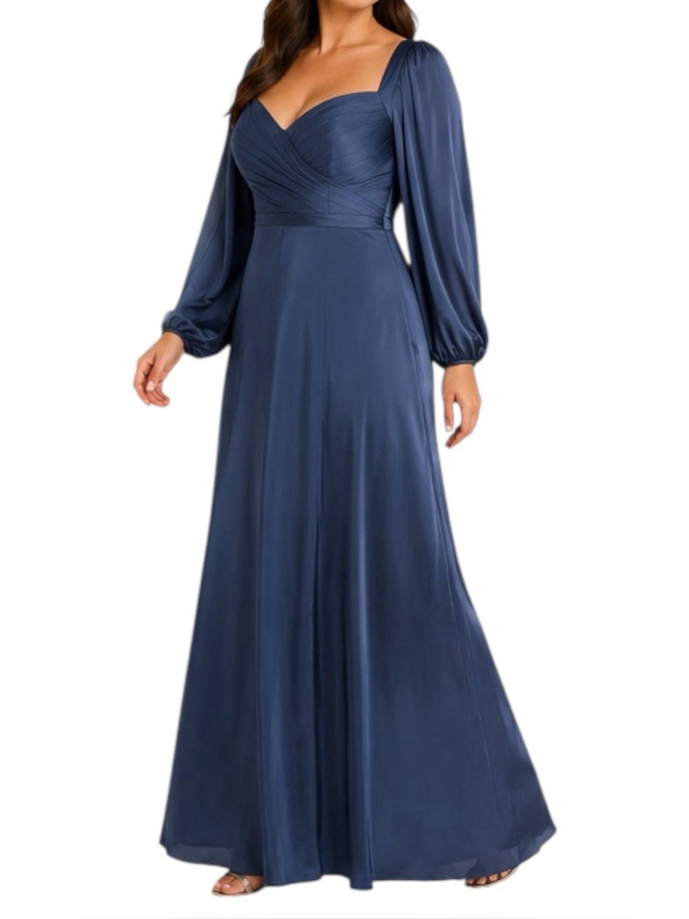 Cinderella Divine Size 18 Smoky Blue Formal Gown Long Sleeve NWT Prom