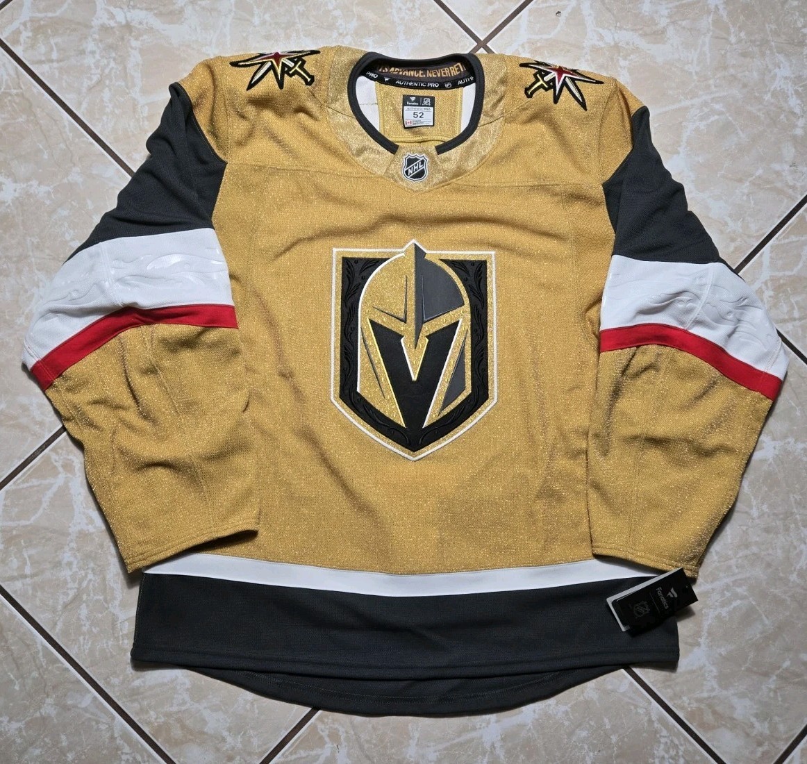 NWT Las Vegas Golden Knights Fanatics Home Authentic Pro Jersey Gold Sz 52 $425