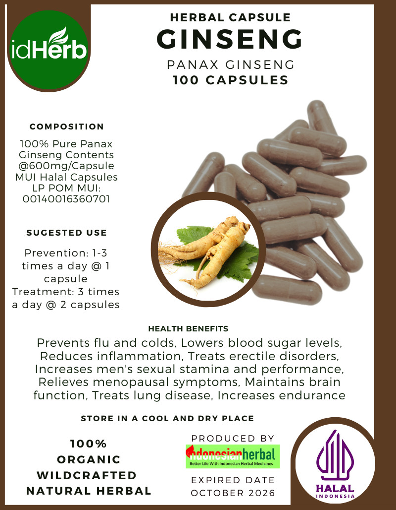 [idHerb] 100-1000 CAPSULES GINSENG Panax Ginseng NATURAL HERBAL