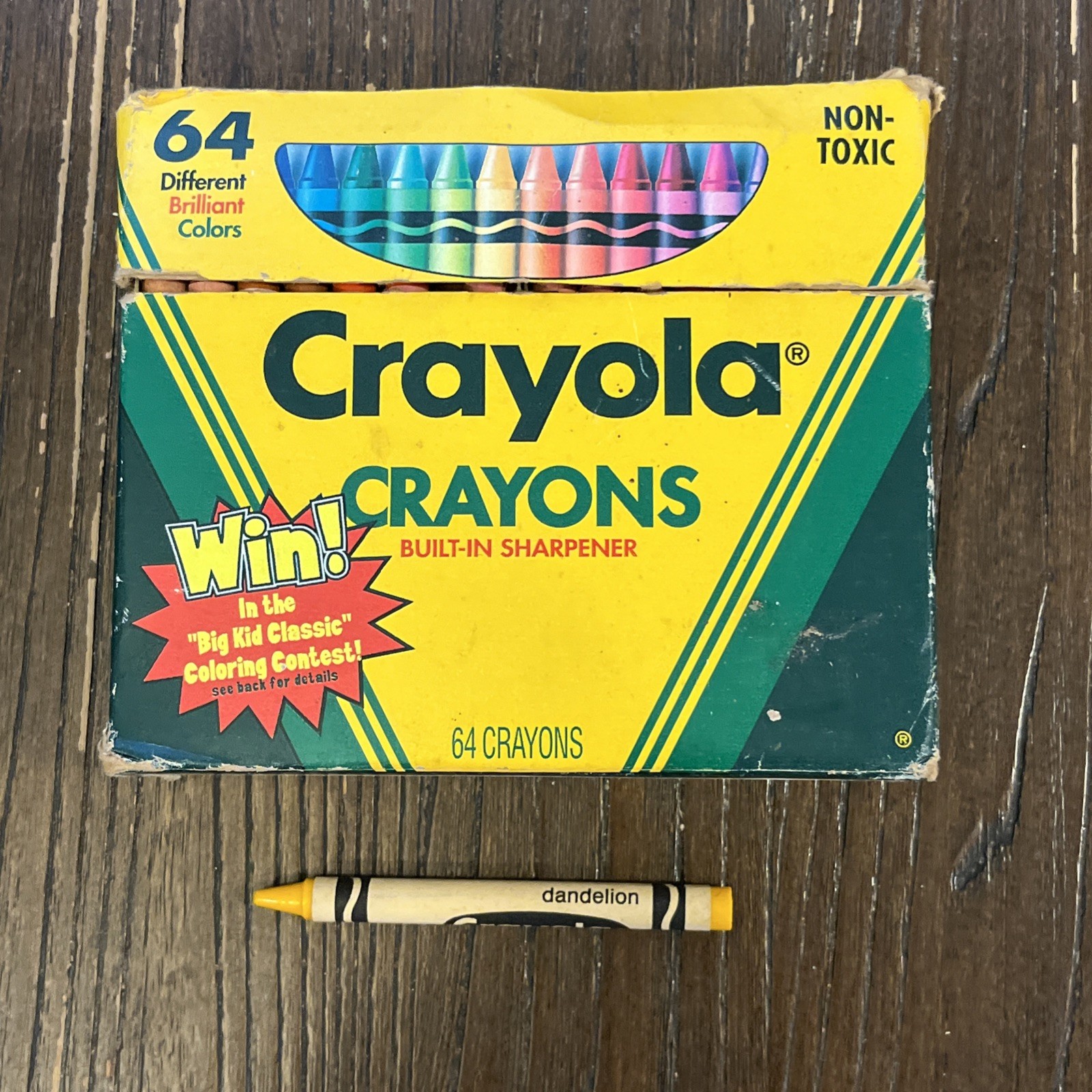 Crayola Crayons 64 Pack Vintage 1994 Binney Dandelion Sharpener 90\'s USA Set Crayola Crayons 64 Pack Vintage 1994 Binney Dandelion Sharpener 90\'s USA Set