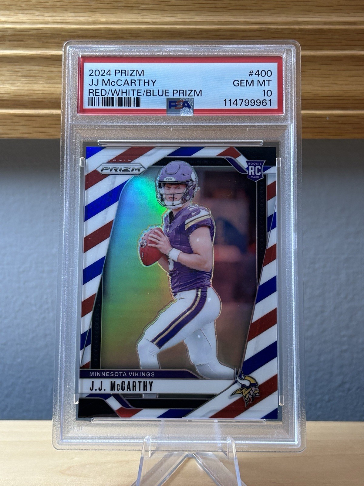 2024 Panini Prizm - Rookies J.J. McCarthy #400 Red White & Blue Prizm RC PSA 10 2024 Panini Prizm - Rookies J.J. McCarthy #400 Red White & Blue Prizm RC PSA 10