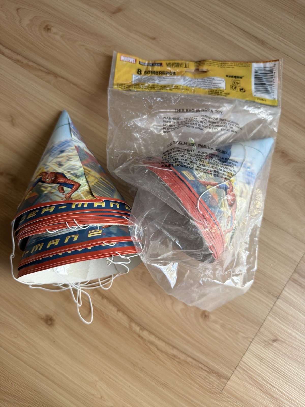 Vintage 2004 Spider-Man 2 Movie Party Cone Hats Marvel 8 Pack Sealed + Extras Vintage 2004 Spider-Man 2 Movie Party Cone Hats Marvel 8 Pack Sealed + Extras