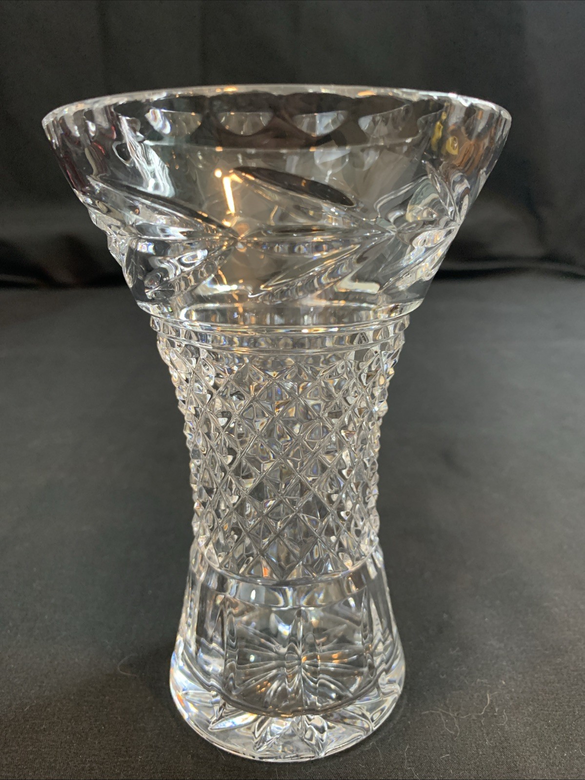 GALWAY IRISH CRYSTAL VASE - Leah Cut - Signed With Sticker - 6.25” GALWAY IRISH CRYSTAL VASE - Leah Cut - Signed With Sticker - 6.25”