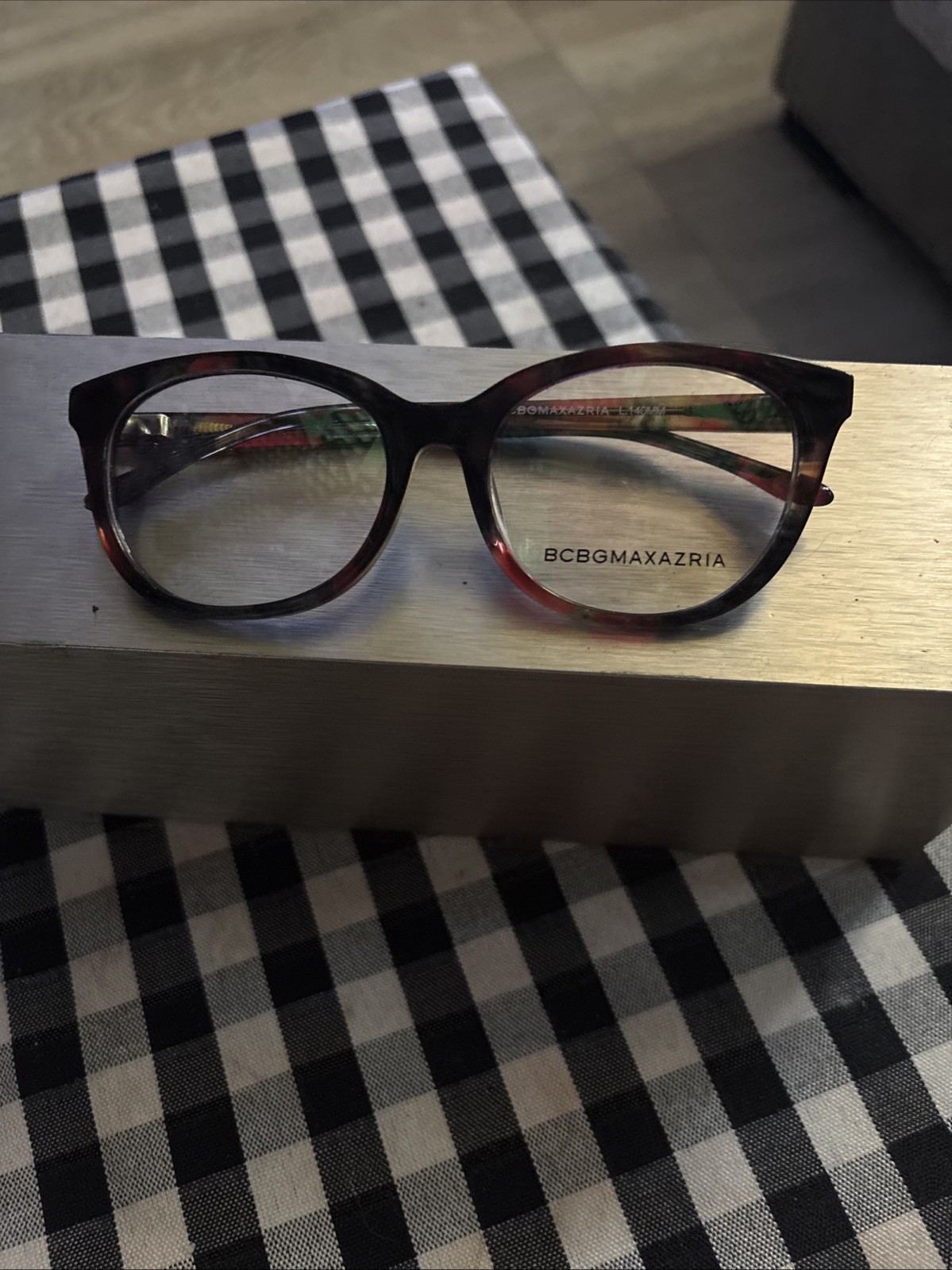 BCBG MAXAZRIA EYEGLASSES  FRAMES BLACK WINE MULTI 53/17/140 NEW W CASE