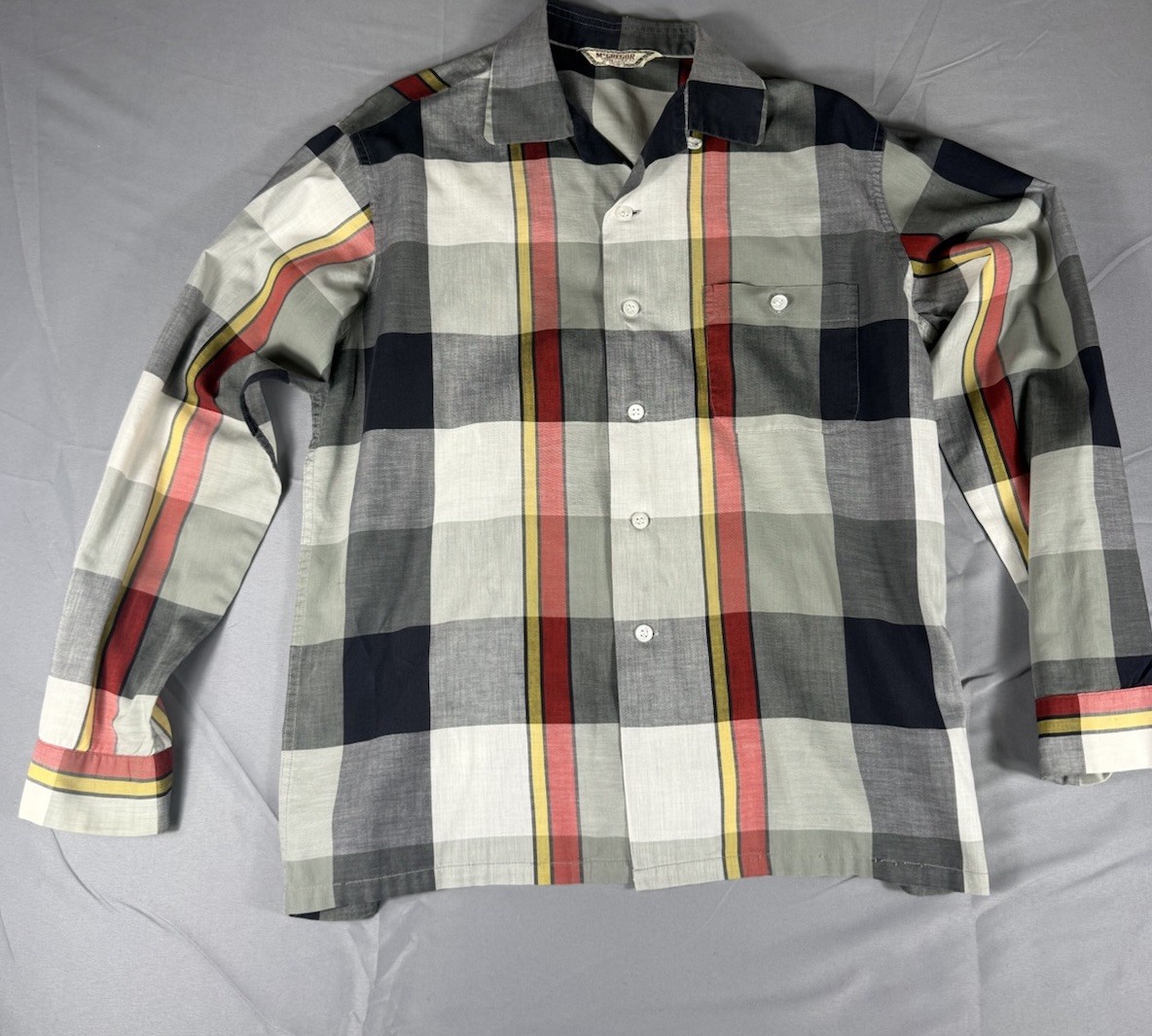 Vintage 50s 60s McGregor Open Collar Shirt Cotton Rayon Rockabilly Excellent