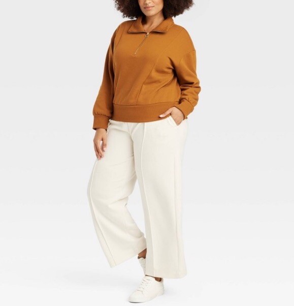 Women’s A New Day Softstreme Trending Quarter Zip Pullover Light Rust XXL NWT