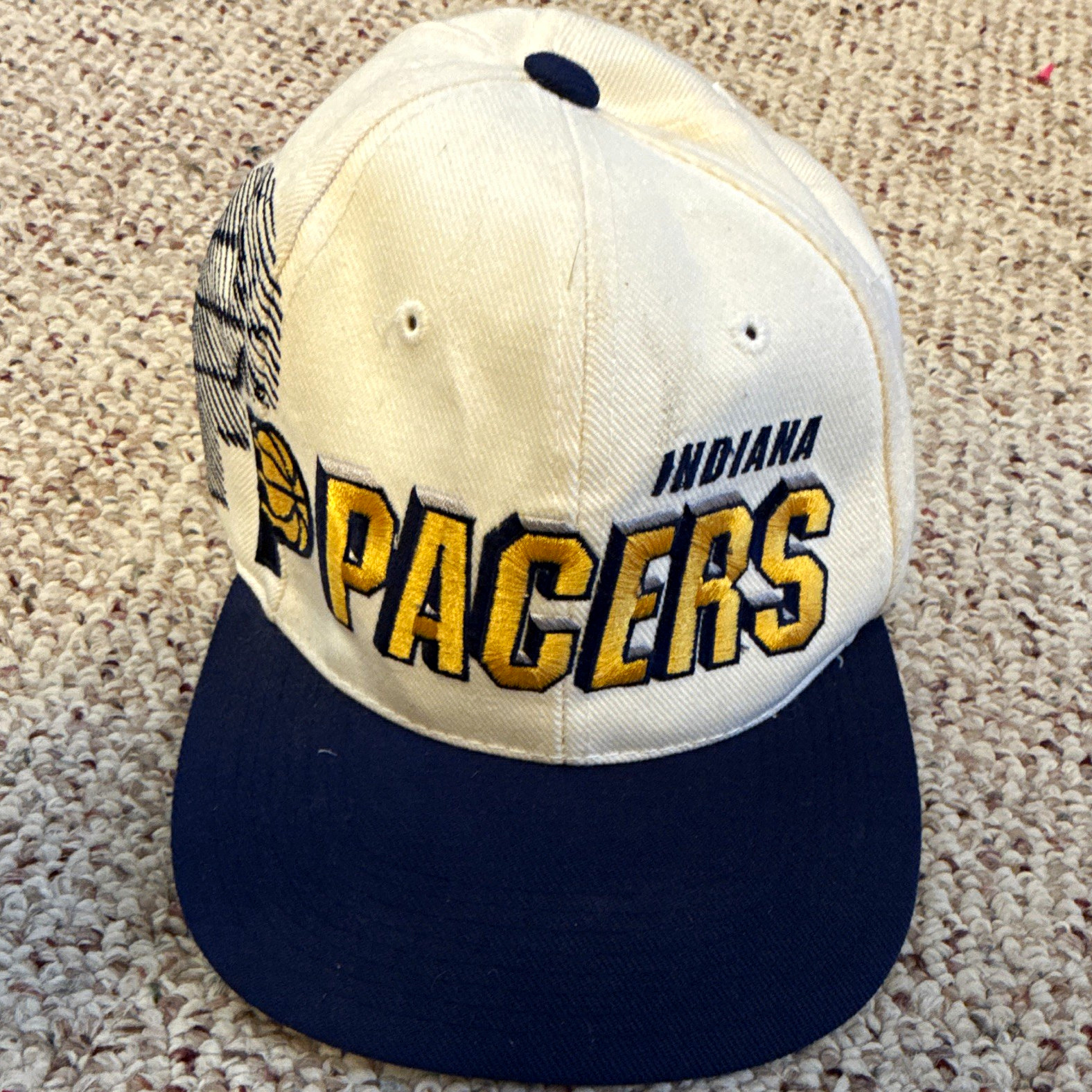 Vintage 90s Indiana Pacers Sports Specialties Snapback Hat NBA Big Logo Spellout