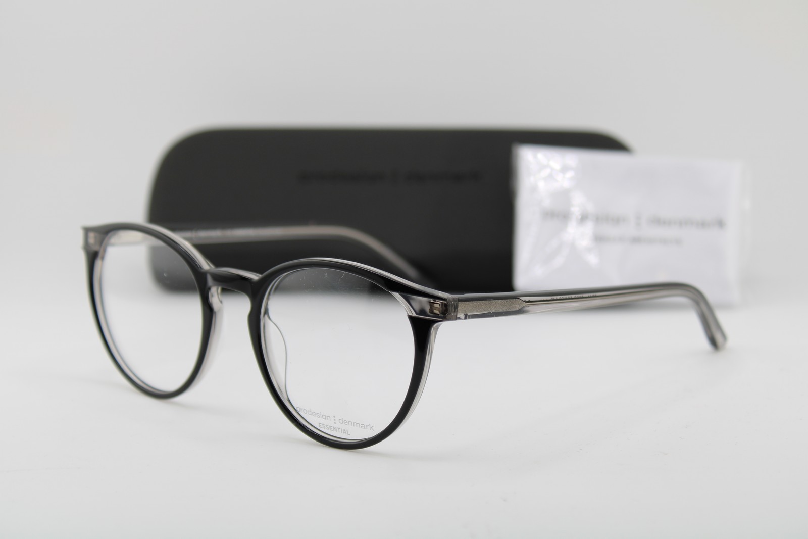 NEW PRODESIGN DENMARK 3641 C.6032 BLACK CLEAR SILVER AUTHENTIC EYEGLASSES 50-20