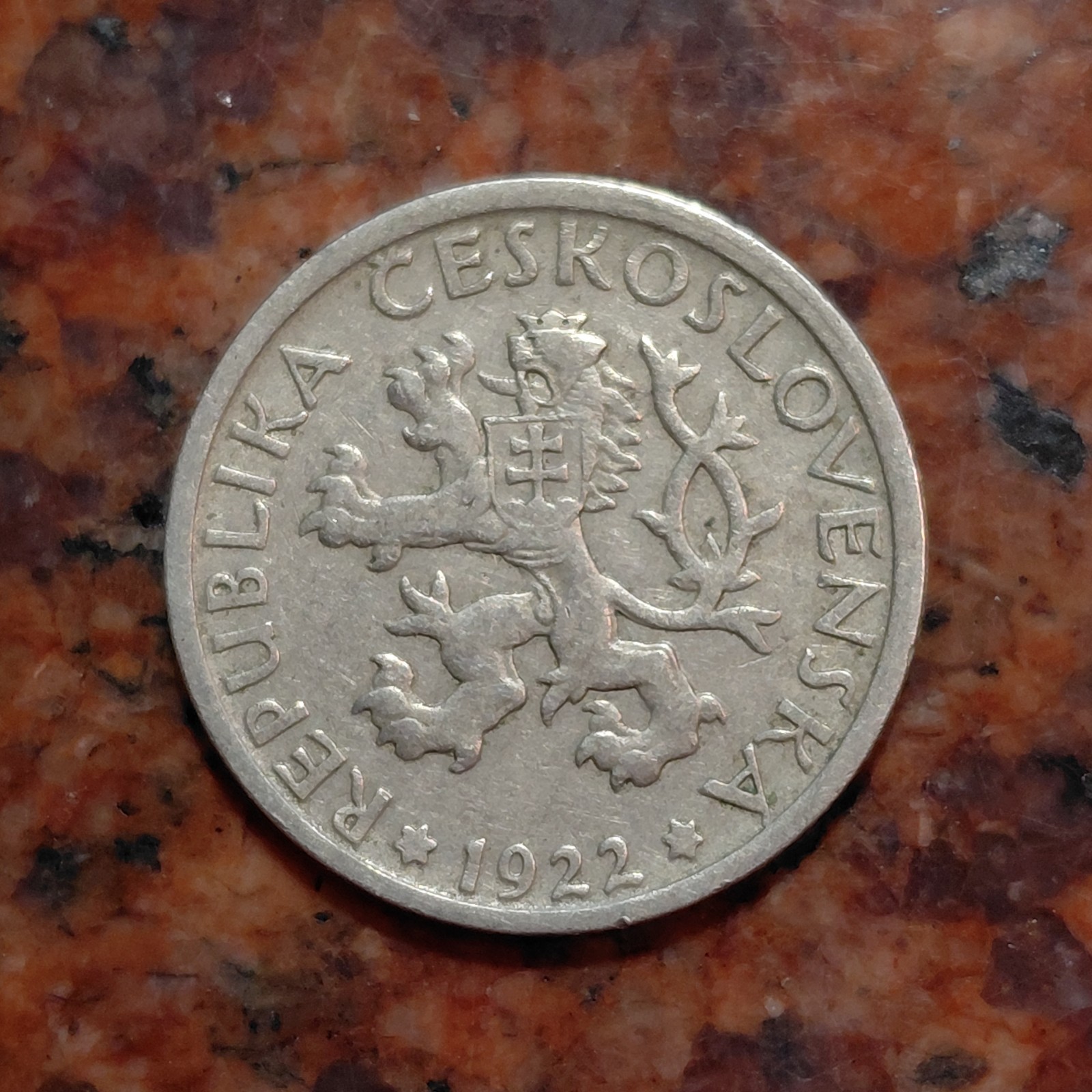 1922 CZECHOSLOVAKIA 1 KORUNA COIN - #B8566