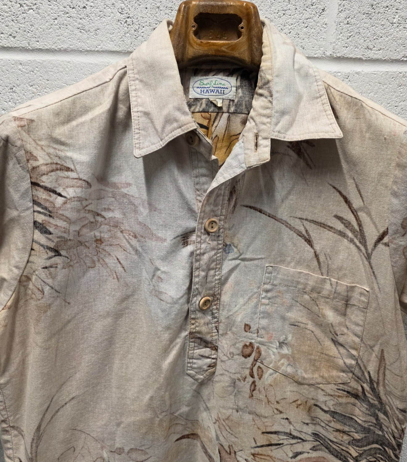 Vintage Surf Line Hawaii Shirt Mens M Floral Vintage Hawaiian Reverse 21x28 camp