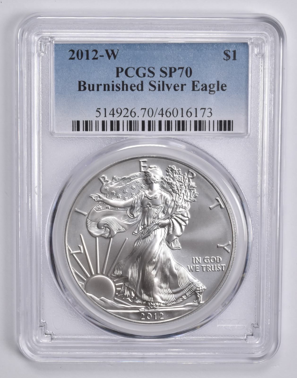 2012-W BURNISHED SILVER EAGLE SP70 PCGS Blue Label 2012-W BURNISHED SILVER EAGLE SP70 PCGS Blue Label