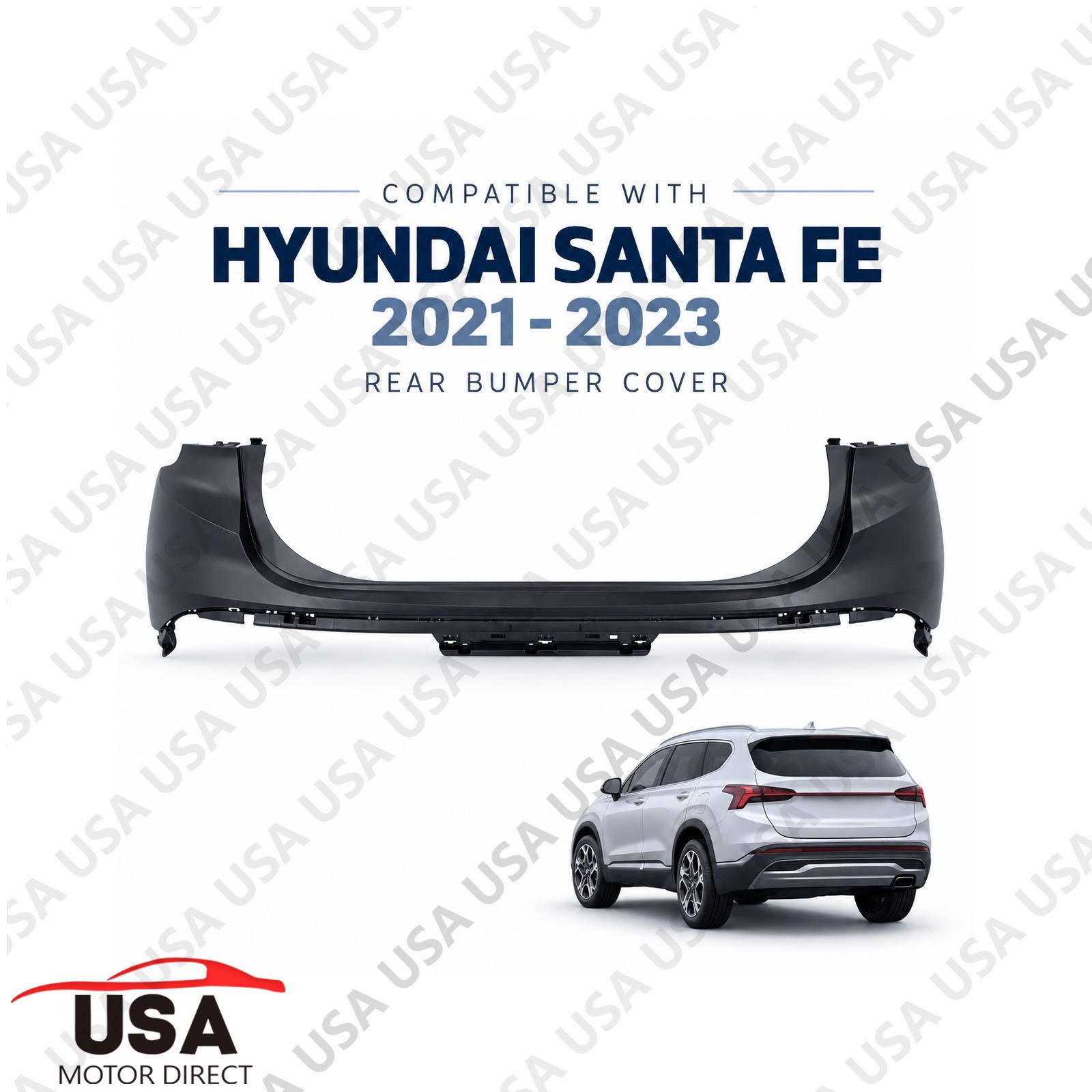 Primed Rear Bumper Cover HY1114108 For 2021 2022 2023 Hyundai Santa Fe Primed Rear Bumper Cover HY1114108 For 2021 2022 2023 Hyundai Santa Fe