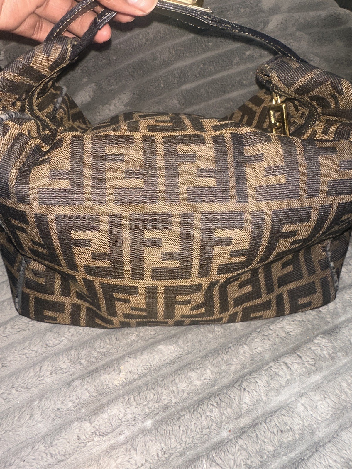FENDI Zucca Canvas Vanity Pouch Black Brown FENDI Zucca Canvas Vanity Pouch Black Brown