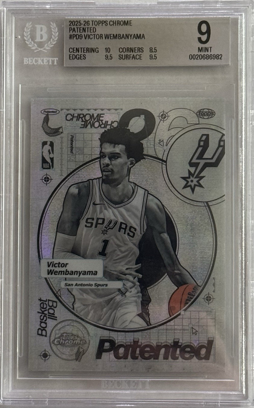 Topps 2025-26 Chrome Victor Wembanyama Patented #PD-9 BGS 9
