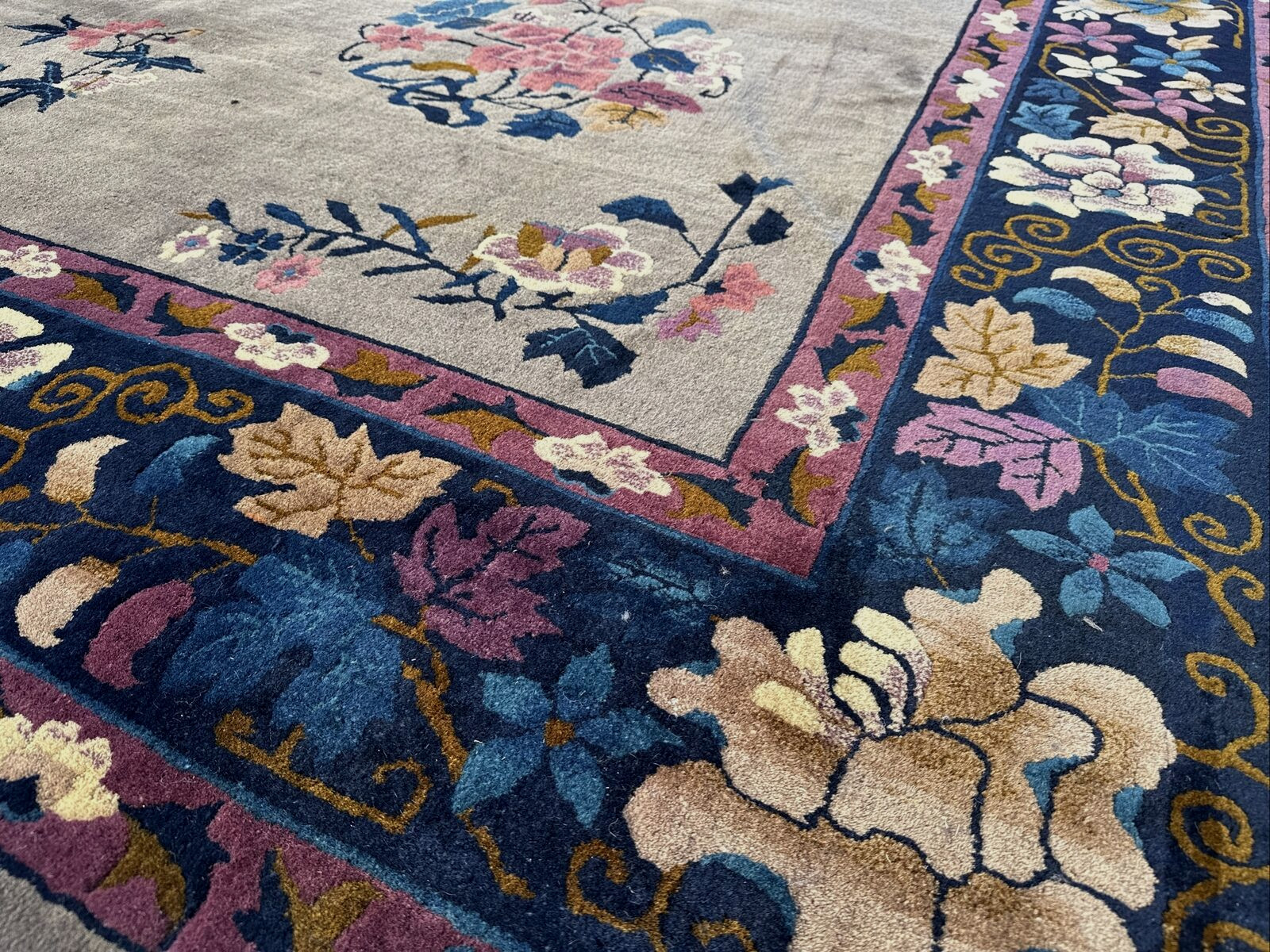 Auth: 30\'s Antique Art Deco Chinese Rug   RARE. Mandarin Lustrous lavendar 10x14