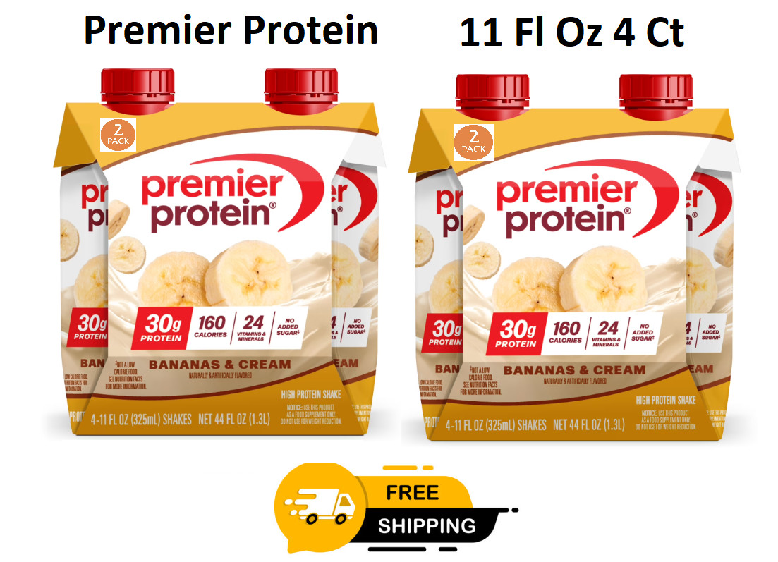 New Premier Protein Shake, Bananas & Cream, 30g Protein, 11 Fl Oz, 4 Ct