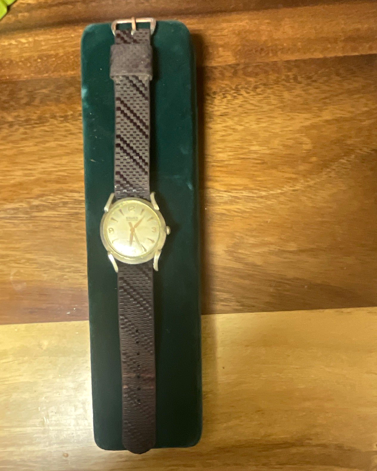Elgin Shockmaster Manual Wind Gold-Filled Champagne Dial Brown Leather