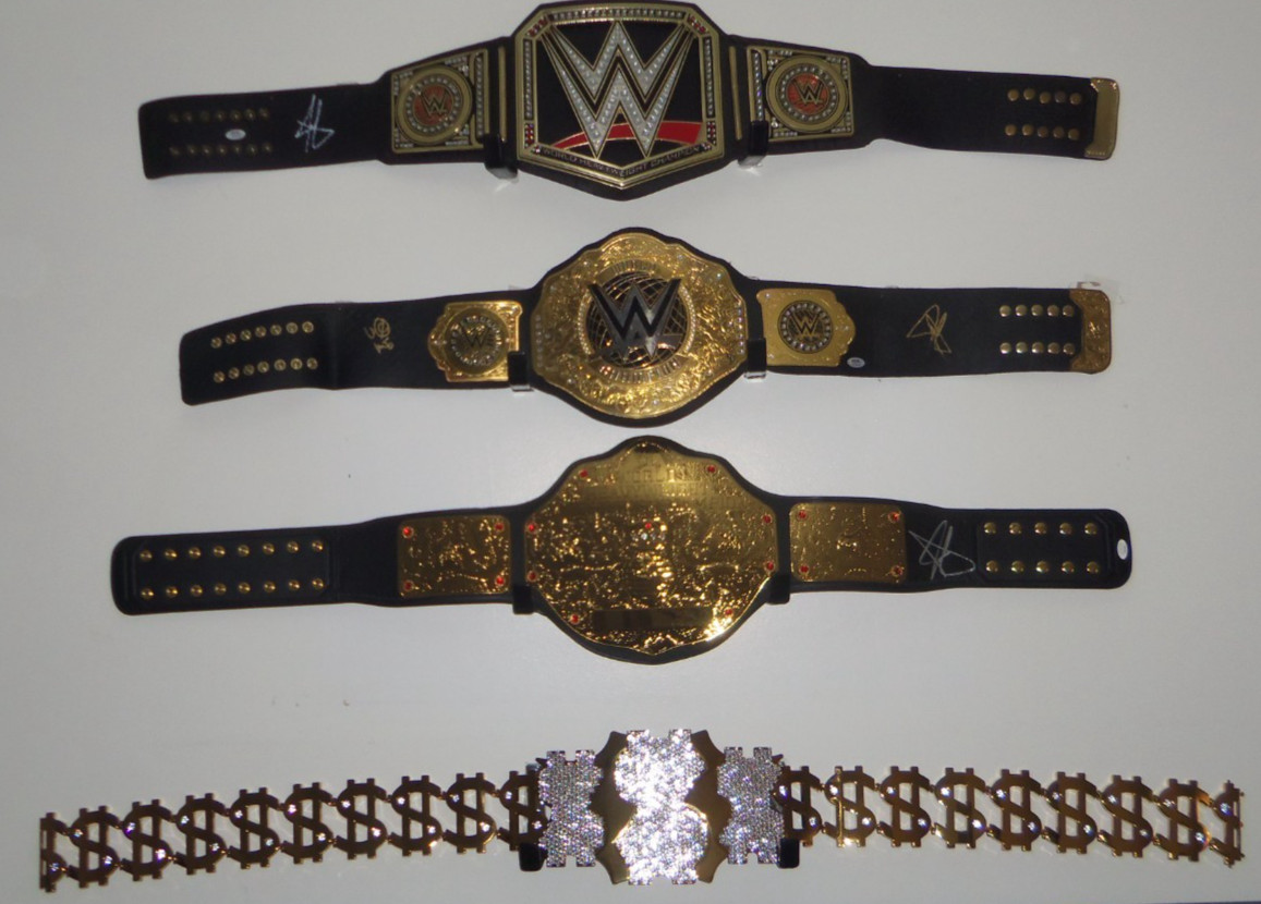 wwe goat john 17x cena signed replica belt, psa/dna