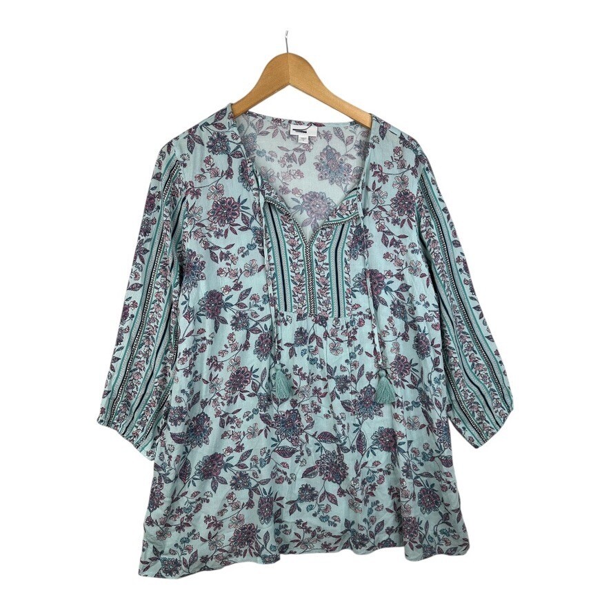 J Jill Womens Blouse Floral Ashbury Peasant Canal Blue Thriving Jacobean Sz M J Jill Womens Blouse Floral Ashbury Peasant Canal Blue Thriving Jacobean Sz M