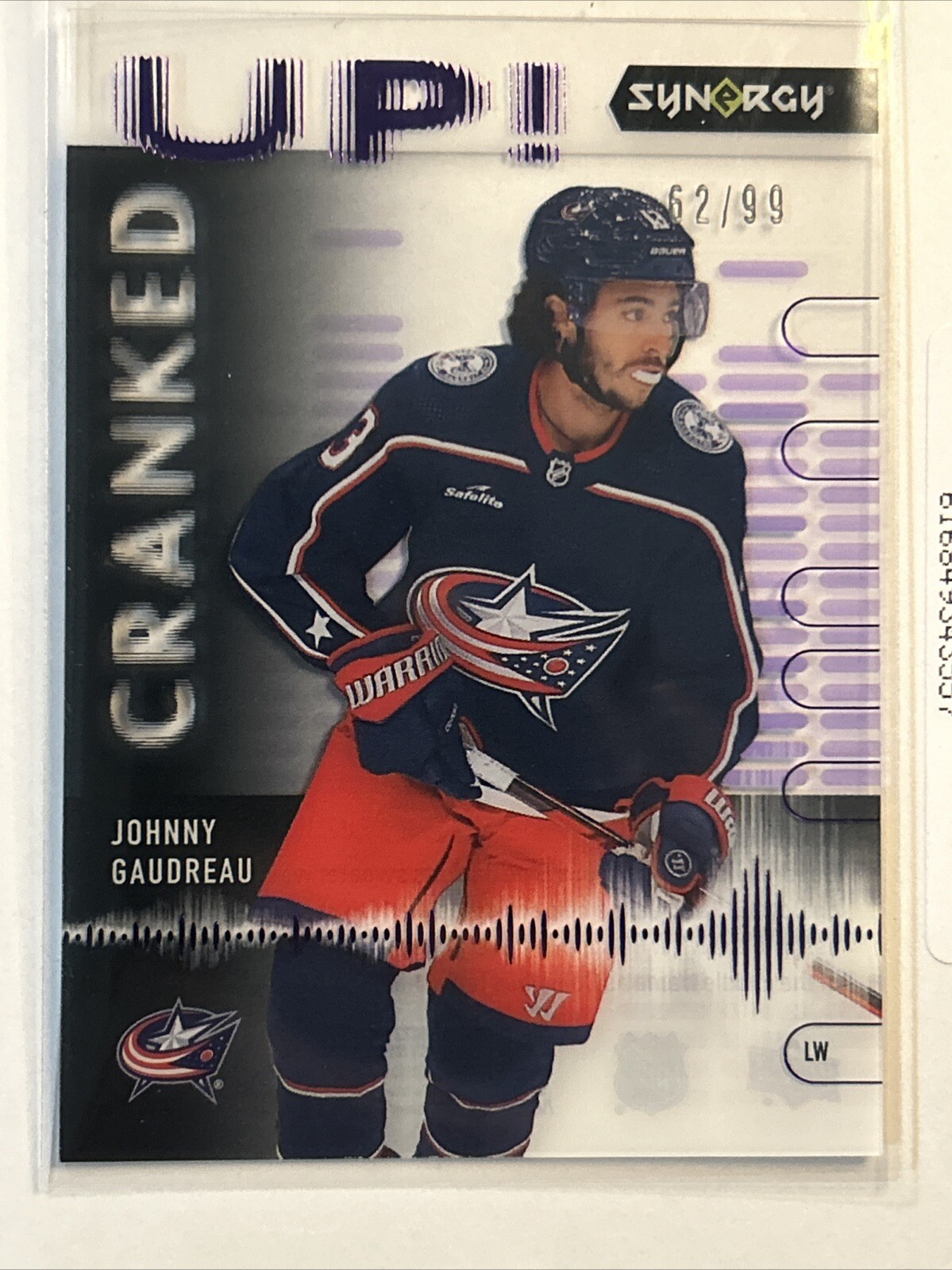 2022-23 UD Synergy JOHHNY GAUDREAU Cranked Up Purple (Rare #d/99) #CU-JG