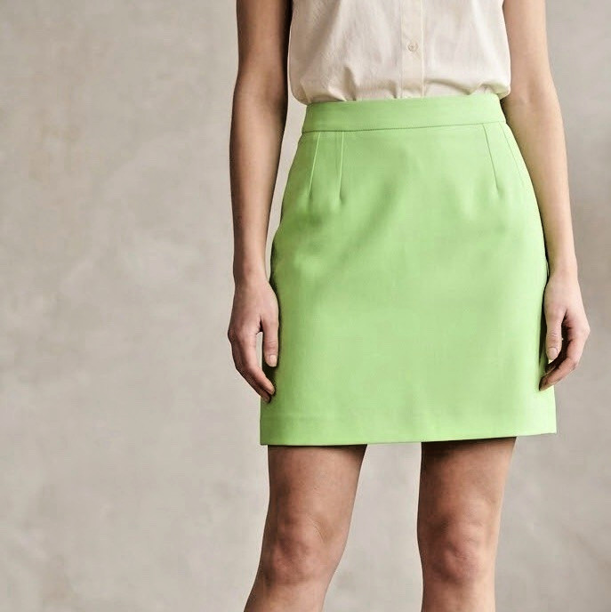 VTG Escada Neiman Marcus Wool Pencil Skirt Women 6 90s Designer Siren Lime Green